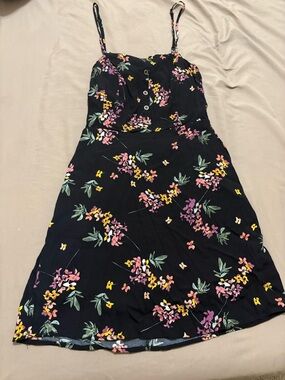 Wander Black Floral Spaghetti Strap Mini Dress